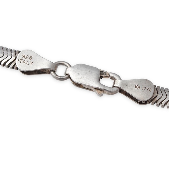 Vintage Italian Sterling Silver Snake Chain Bracelet Unisex Signed KA 925 Italy - Picture 3 of 3